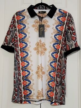 Barocco Shirt, Size L, Multi-Color, Italian, Polo